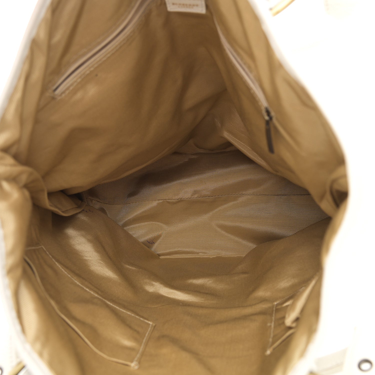 Burberry Signature Grain Calfskin Check Embossed Tote White 5 of 19