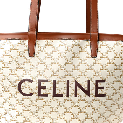 Celine Calfskin Canvas Triomphe Large Couffin White 10 of 13