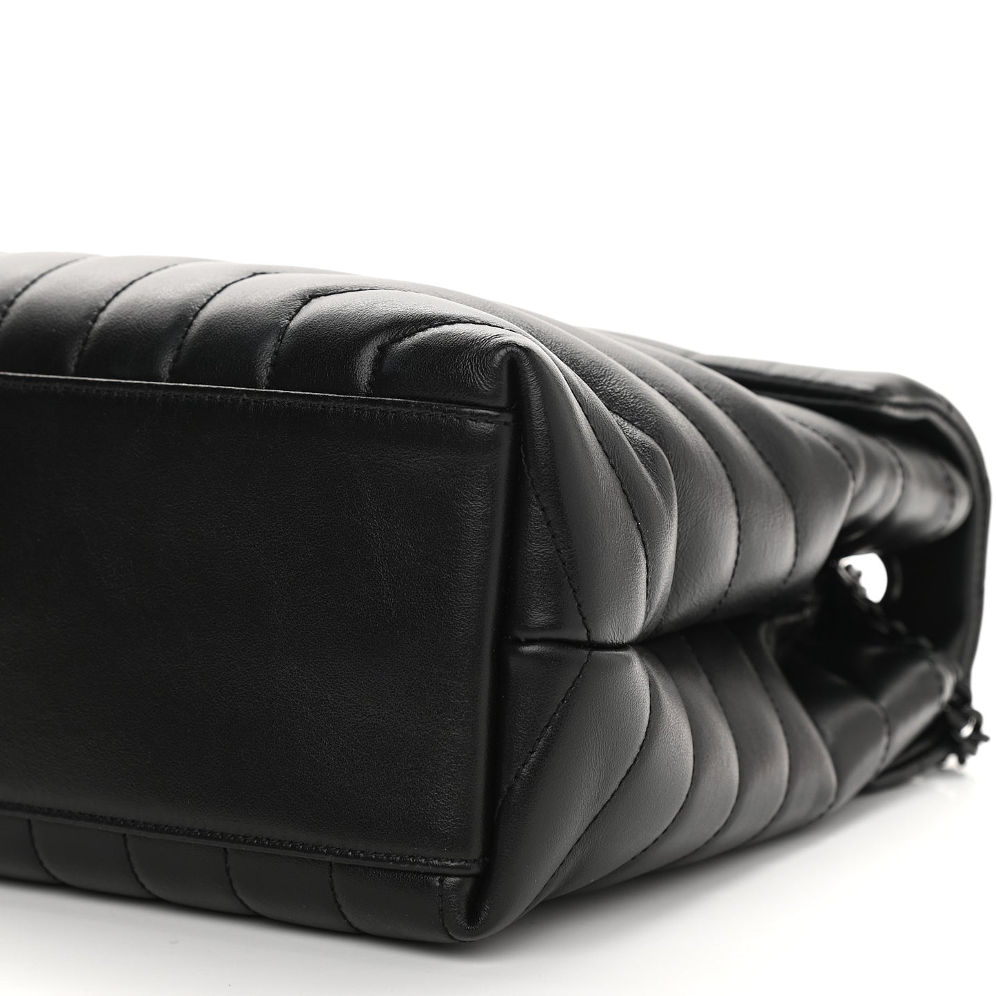 Calfskin Y Quilted Monogram Medium Loulou Chain Satchel Black