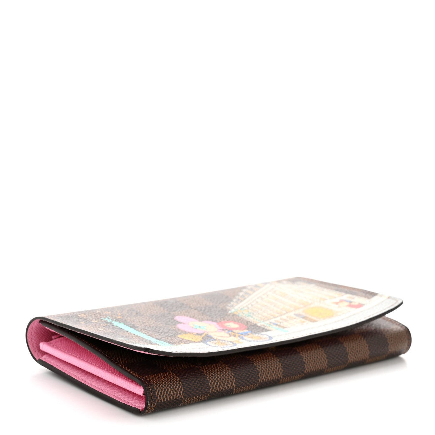 Louis Vuitton Damier Ebene 2022 Christmas Animation Paris Sarah Wallet Pink 4 of 7