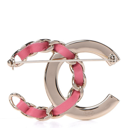 Chanel Lambskin Baguette Crystal CC Chain Brooch Pink Gold 3 of 5