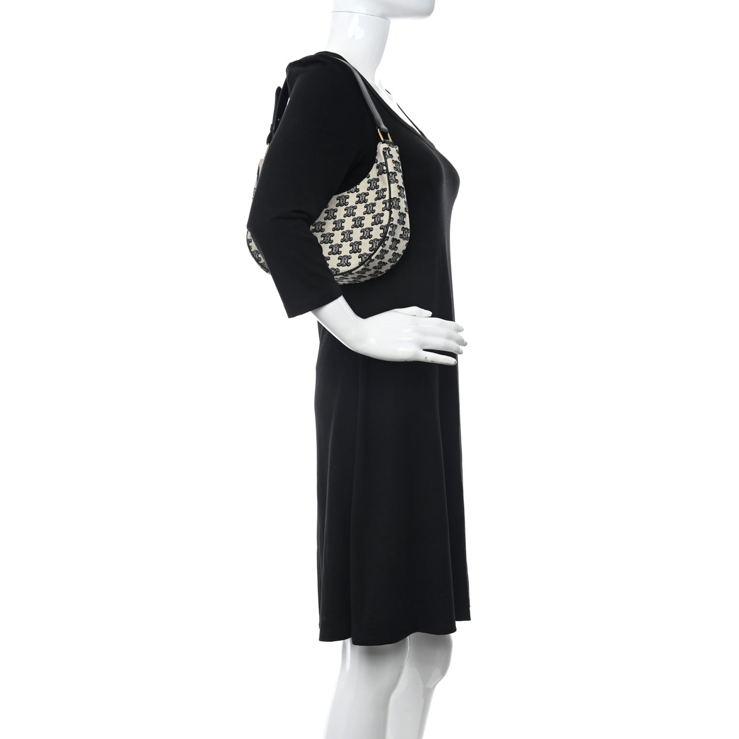 Embroidered Ava Triomphe Shoulder Bag Black