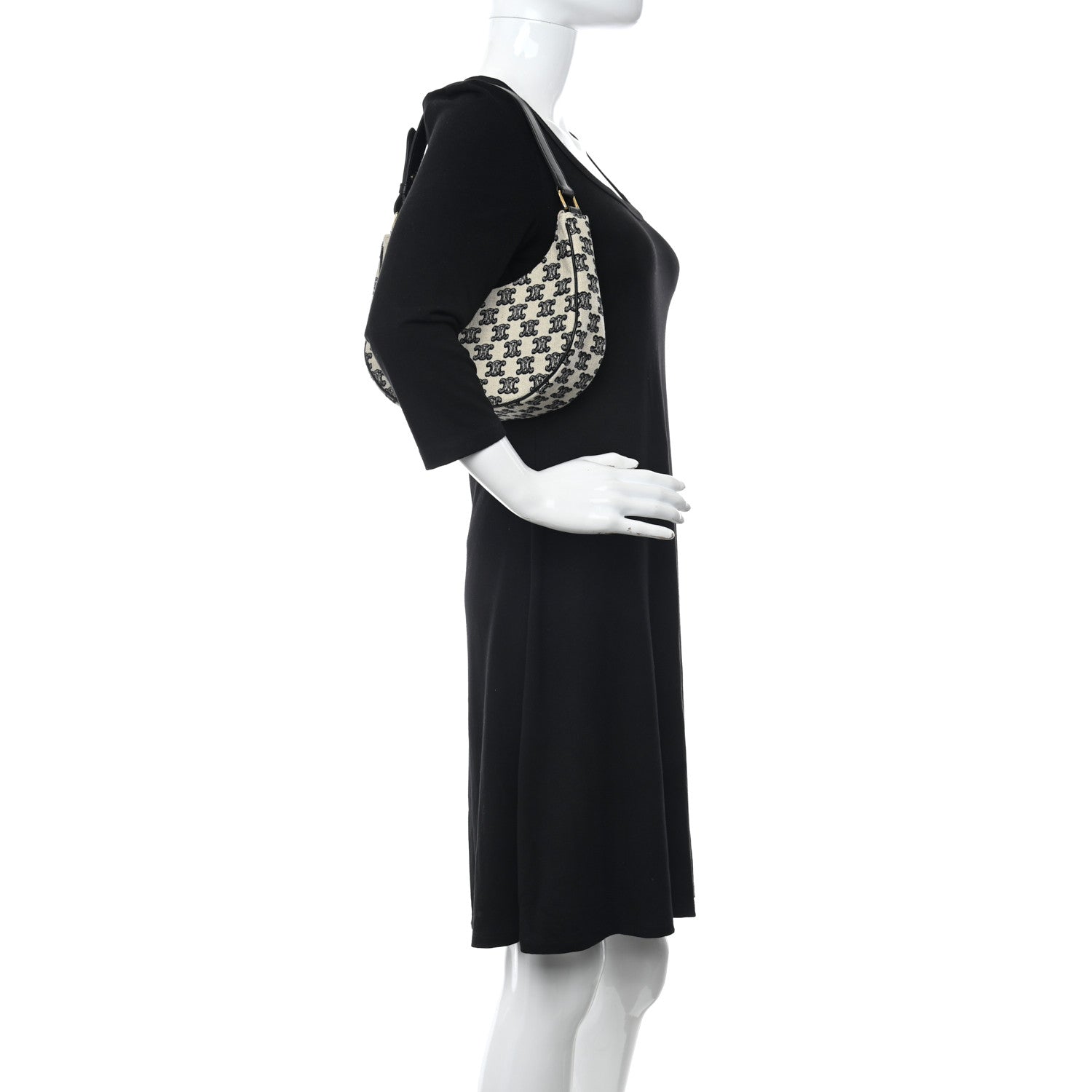 Celine Embroidered Ava Triomphe Shoulder Bag Black 2 of 9