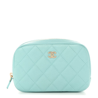 Chanel Caviar Quilted Small Curvy Pouch Cosmetic Case Light Blue 1 of 7
