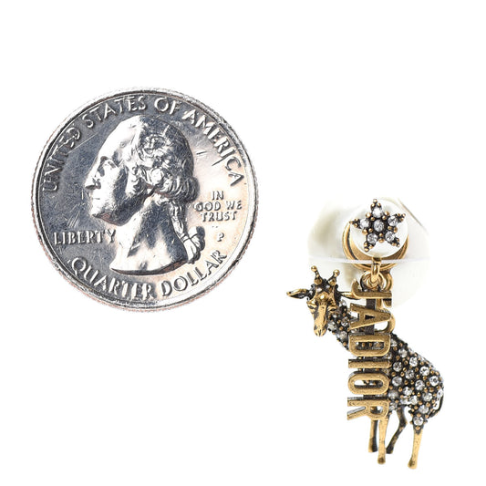 Crystal Pearl Giraffe J'Adior Earring Gold