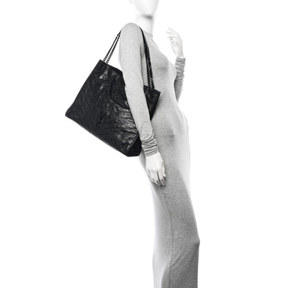 Saint Laurent Crinkled Calfskin Matelasse Monogram Large Niki Shopper Tote Black 2 of 15
