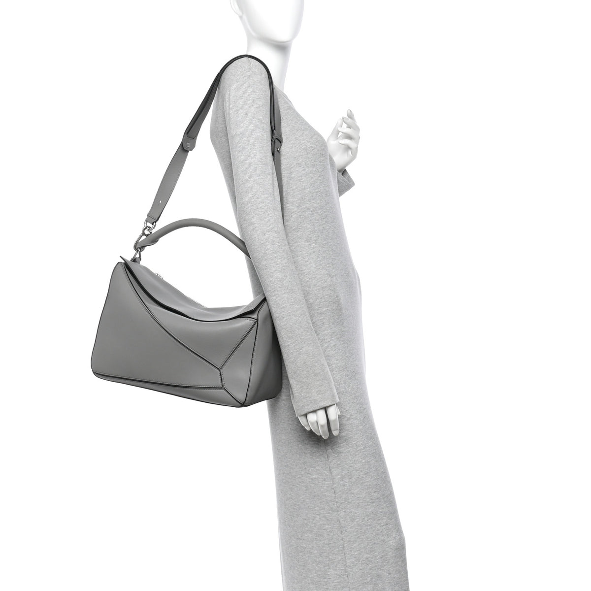 Loewe Grained Calfskin Large Puzzle Bag Asphalt Grey 2 of 10