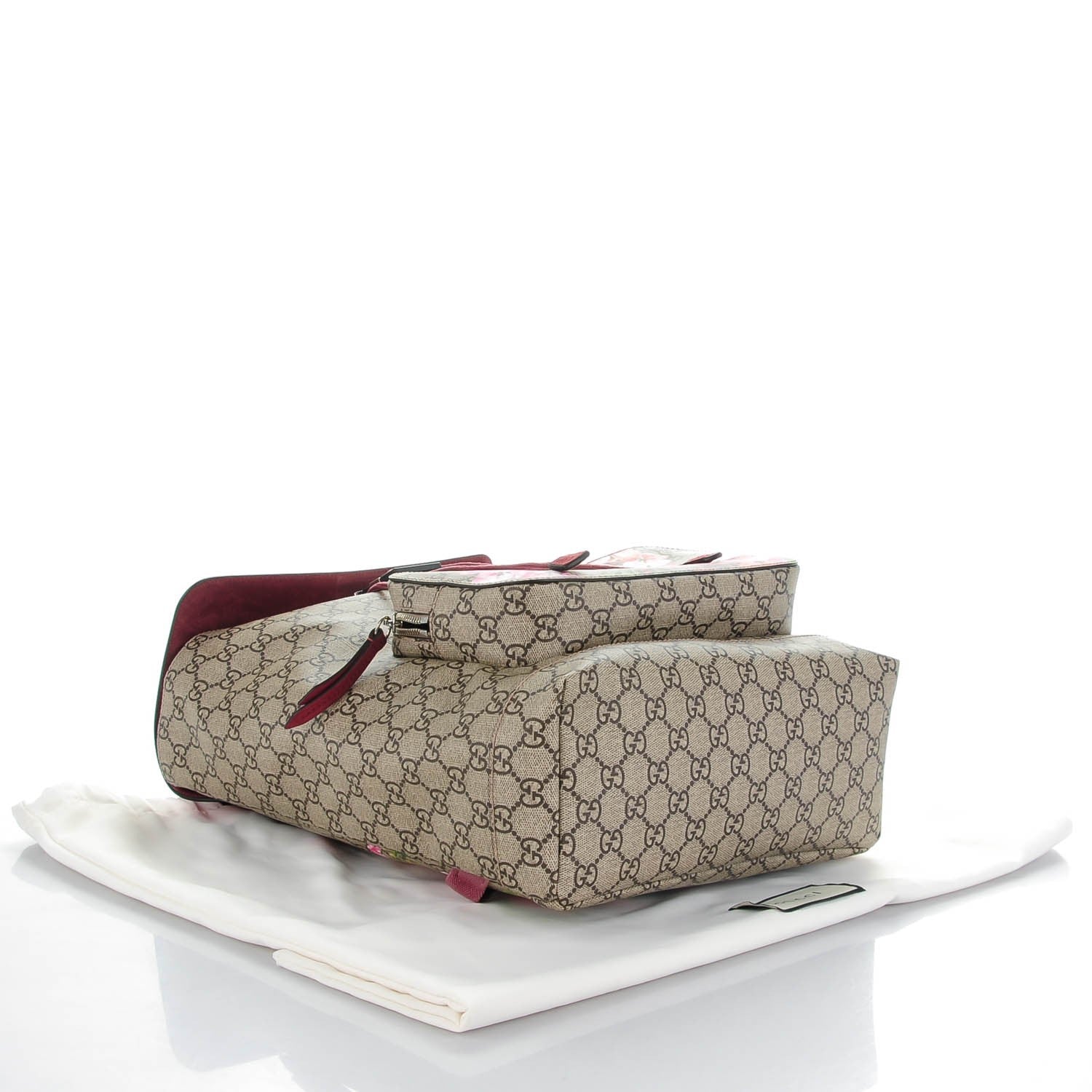 Gucci GG Supreme Monogram Blooms Medium Single Buckle Backpack Beige Multicolor Dry Rose 4 of 7