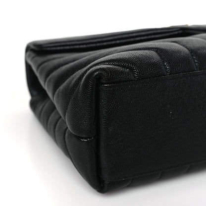 Saint Laurent Grain de Poudre Calfskin Y Quilted Monogram Small Loulou Chain Satchel Black 7 of 8