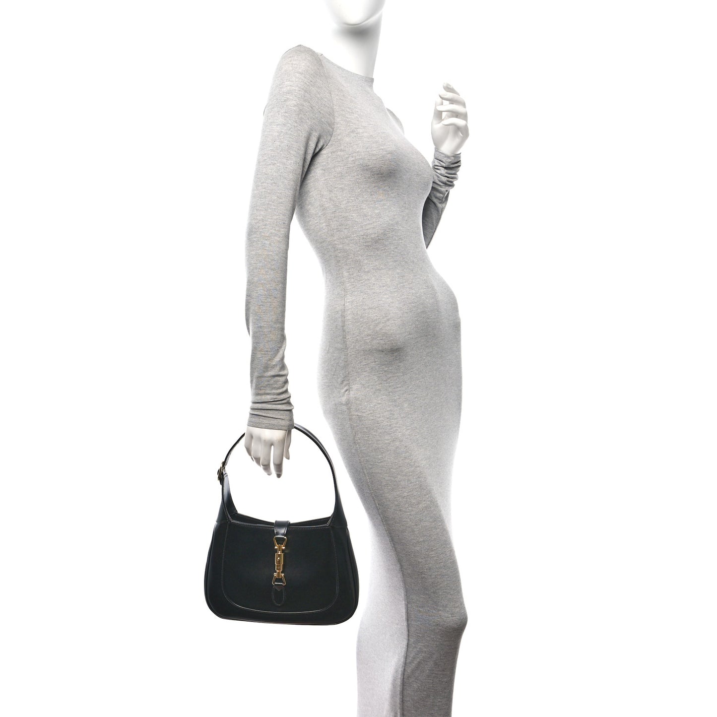 Boarded Dyana Lux Calfskin Small Jackie 1961 Hobo Black