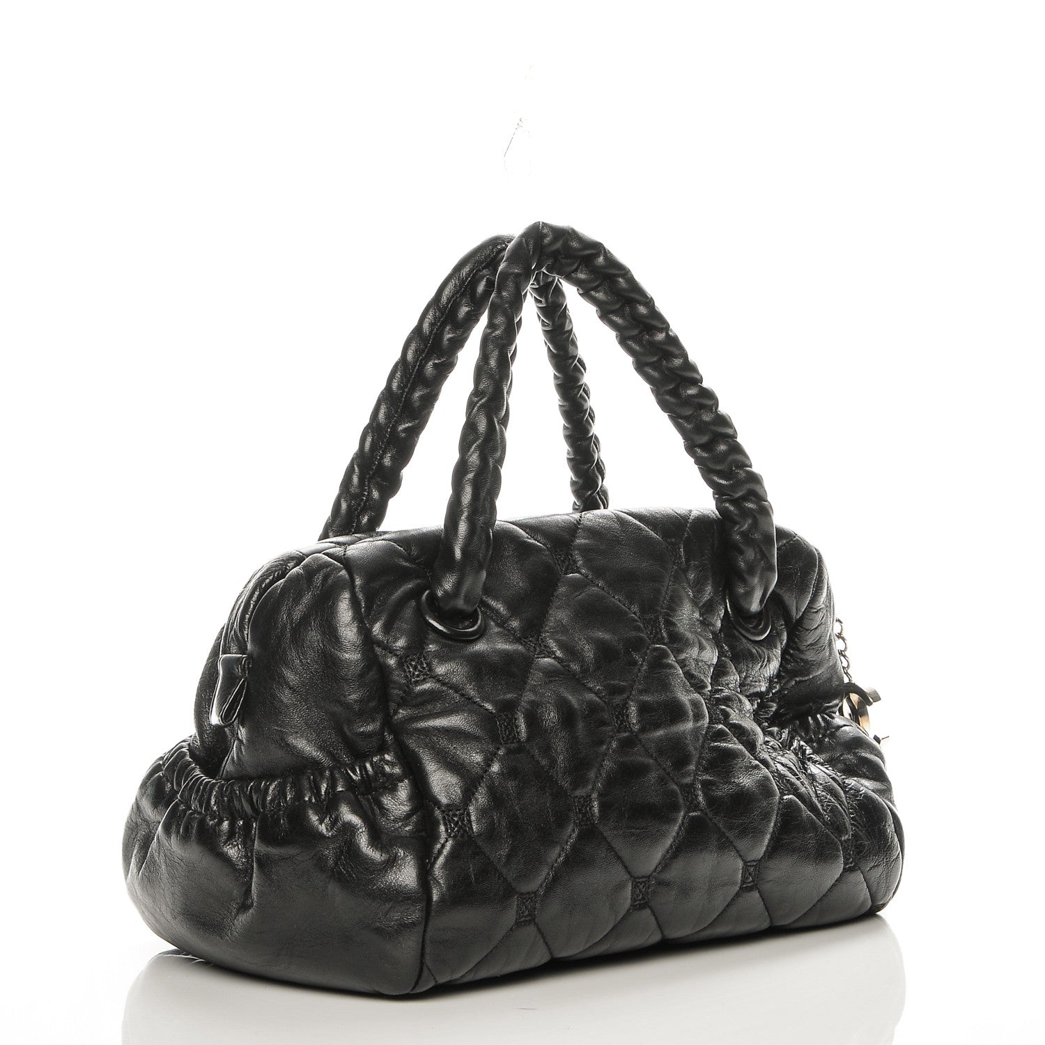 Chanel Lambskin Quilted Hidden Chain Bowler Black 3 of 7