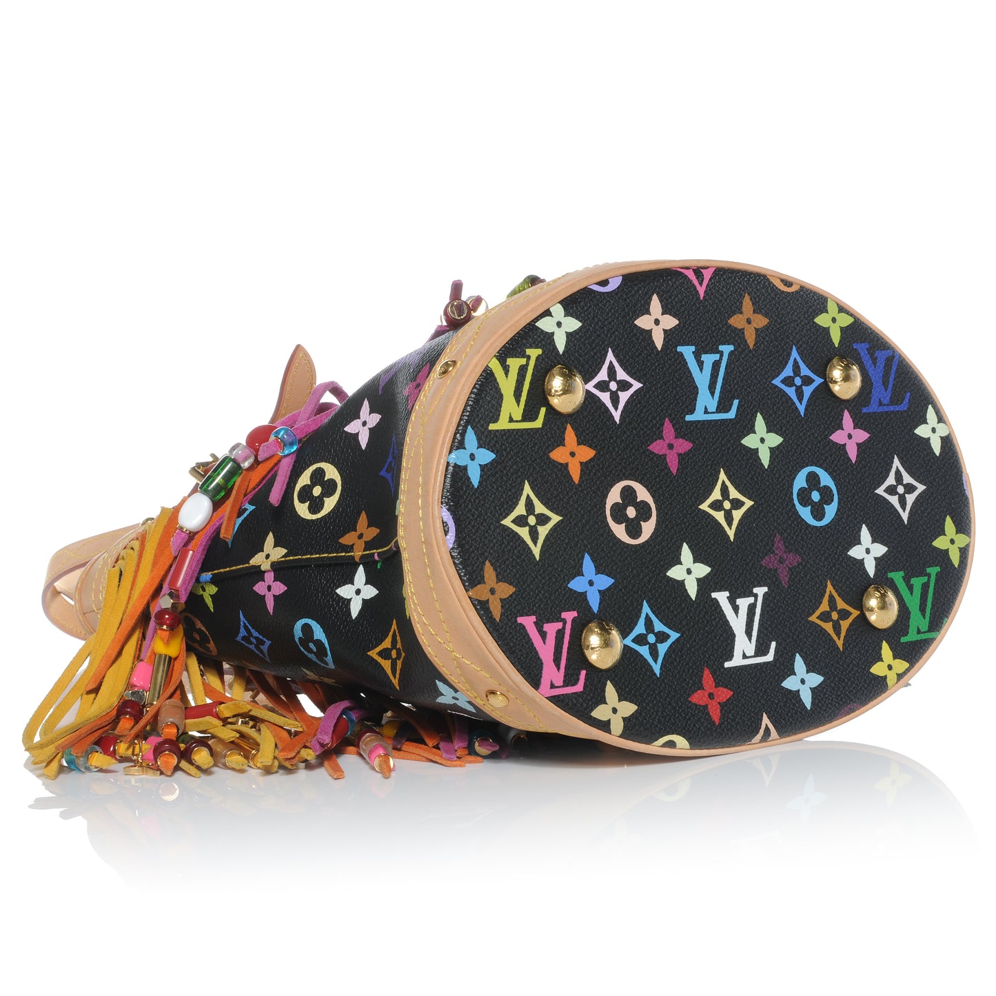 Monogram Multicolor Fringe Bucket Black