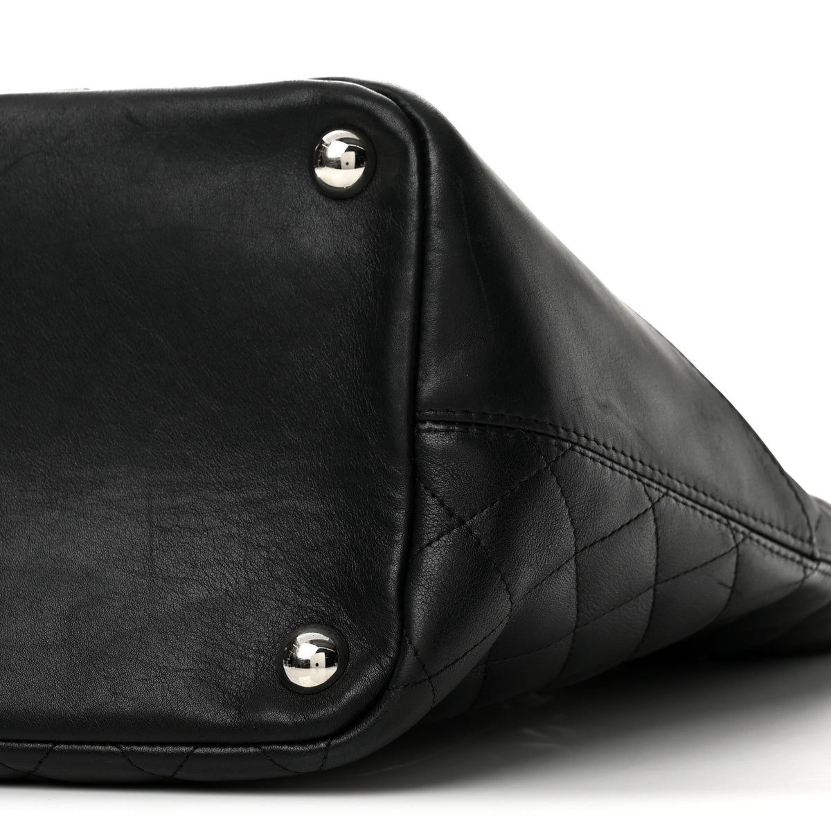Calfskin Quilted Large Cambon Tote Black White