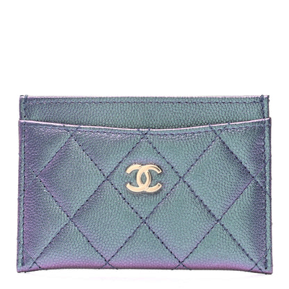 Chanel Iridescent Caviar Quilted Card Holder Dark Blue 1 of 10