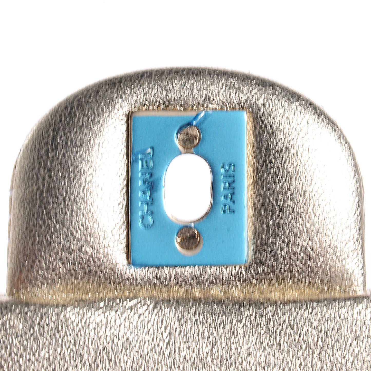 Metallic Lambskin Perforated Mini Rectangular Flap Light Gold