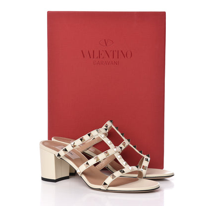 Valentino Garavani Calfskin Rockstud 60mm Caged Slide Sandals 38 Light Ivory 9 of 9