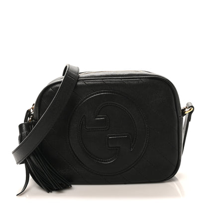 Gucci Sakai Be Green Calfskin Diagonal Stitched Small Blondie Shoulder Bag Black 1 of 11