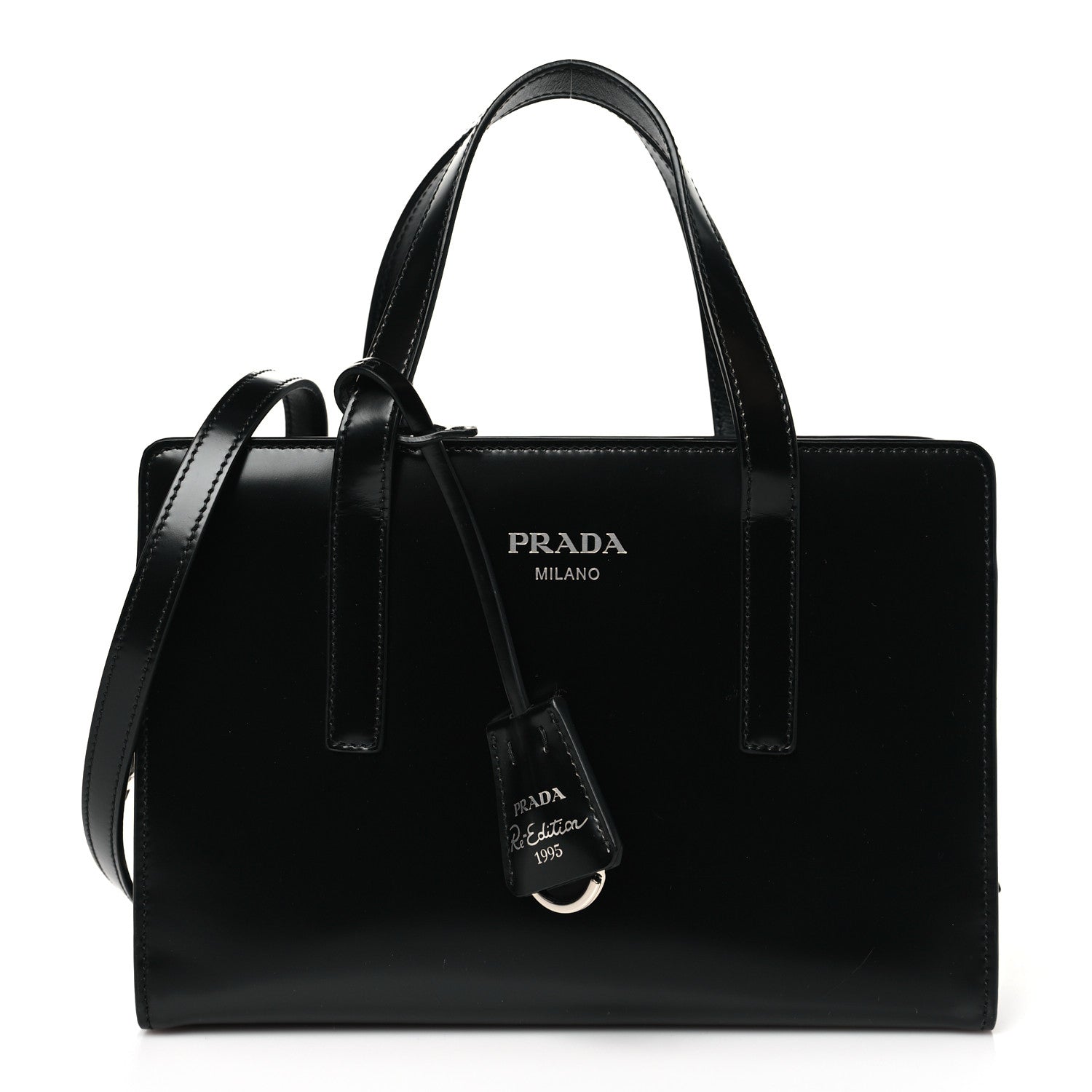 Prada Spazzolato Mini Re-Edition 1995 Double Handle Handbag Black 1 of 10