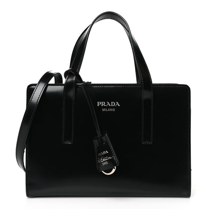 Prada Spazzolato Mini Re-Edition 1995 Double Handle Handbag Black 1 of 10