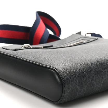 Gucci GG Supreme Monogram Web Small Flat Messenger Bag Black Grey 9 of 10