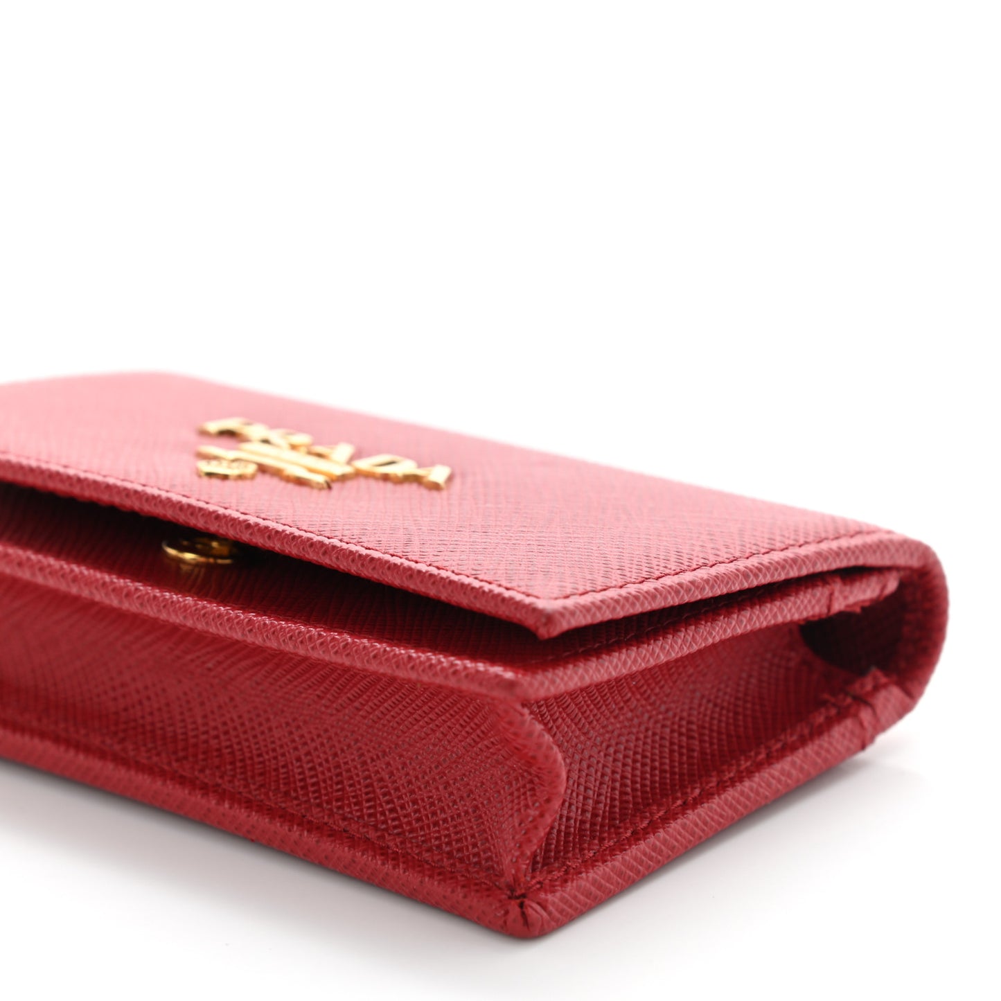 Saffiano Metal Bi-Fold Card Holder Wallet Fuoco