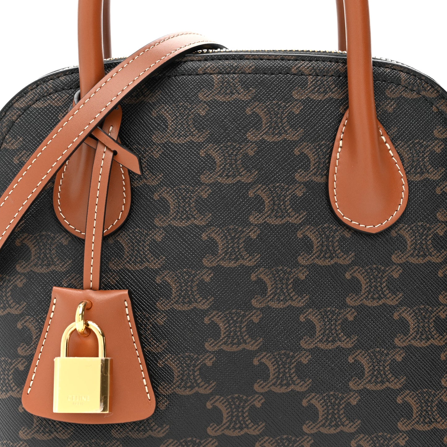 Canvas Calfskin Triomphe Teen Honorine Bag Tan