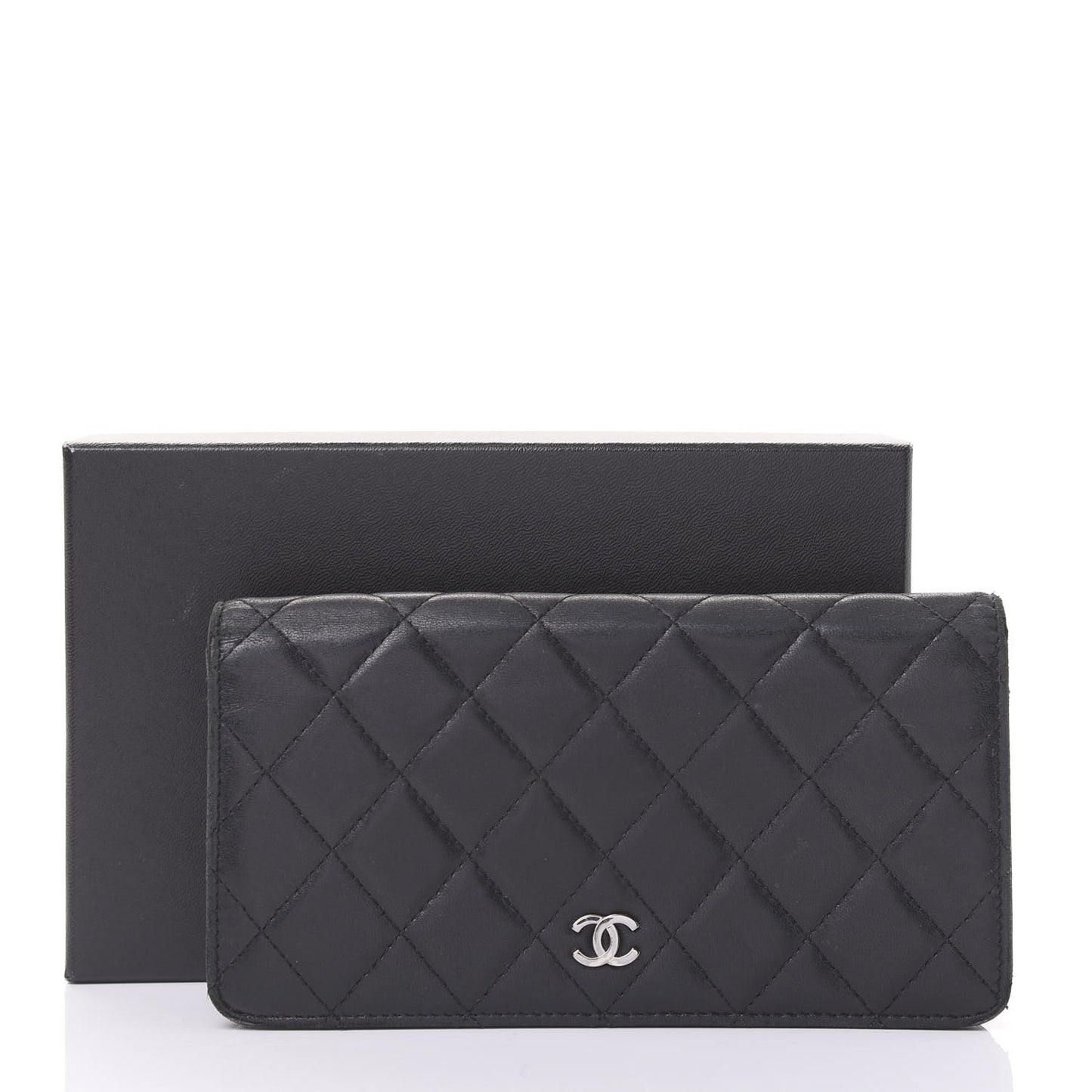 Lambskin Quilted Yen Wallet Black