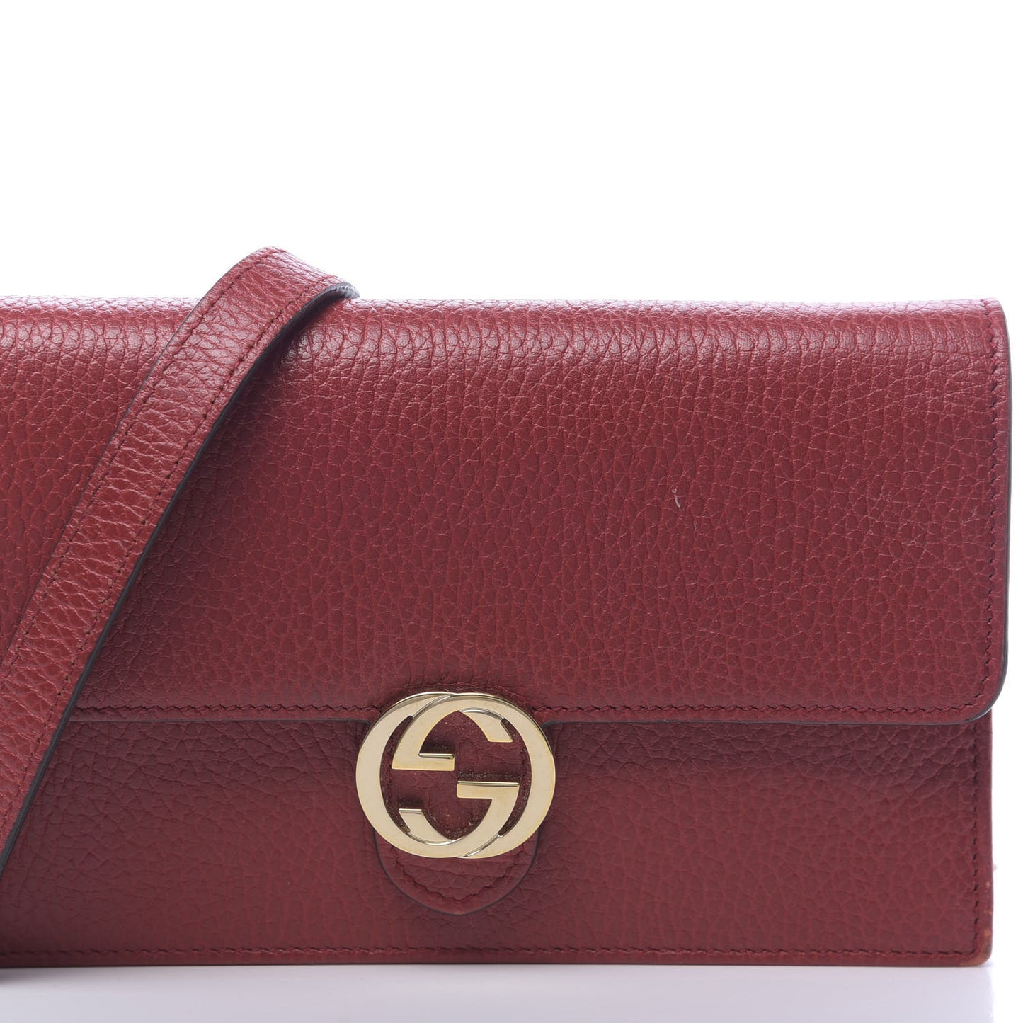 Dollar Calfskin Interlocking G Chain Wallet Red