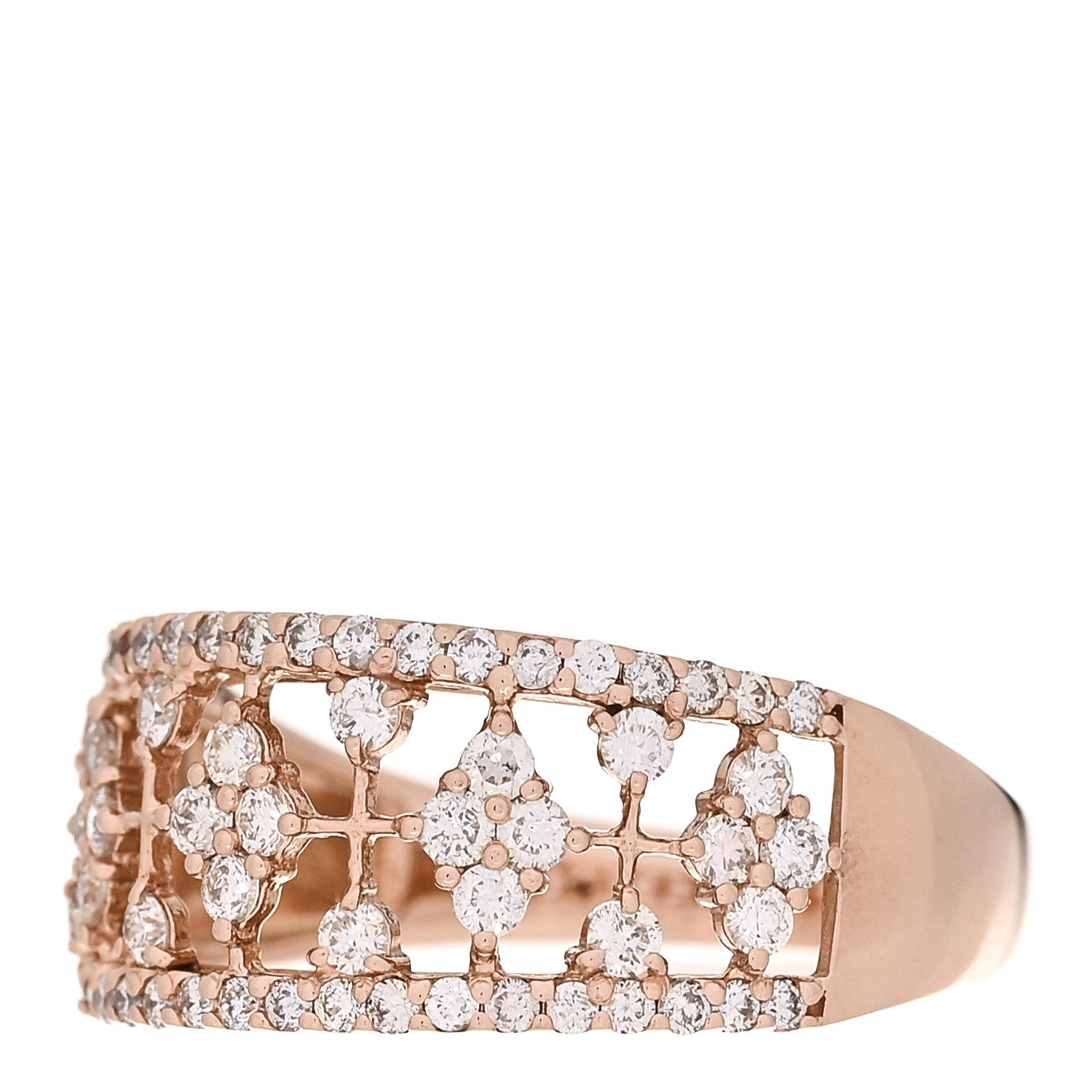 18K Rose Gold Diamond 1.00ctw Pave Openwork Band Ring 59 8.75