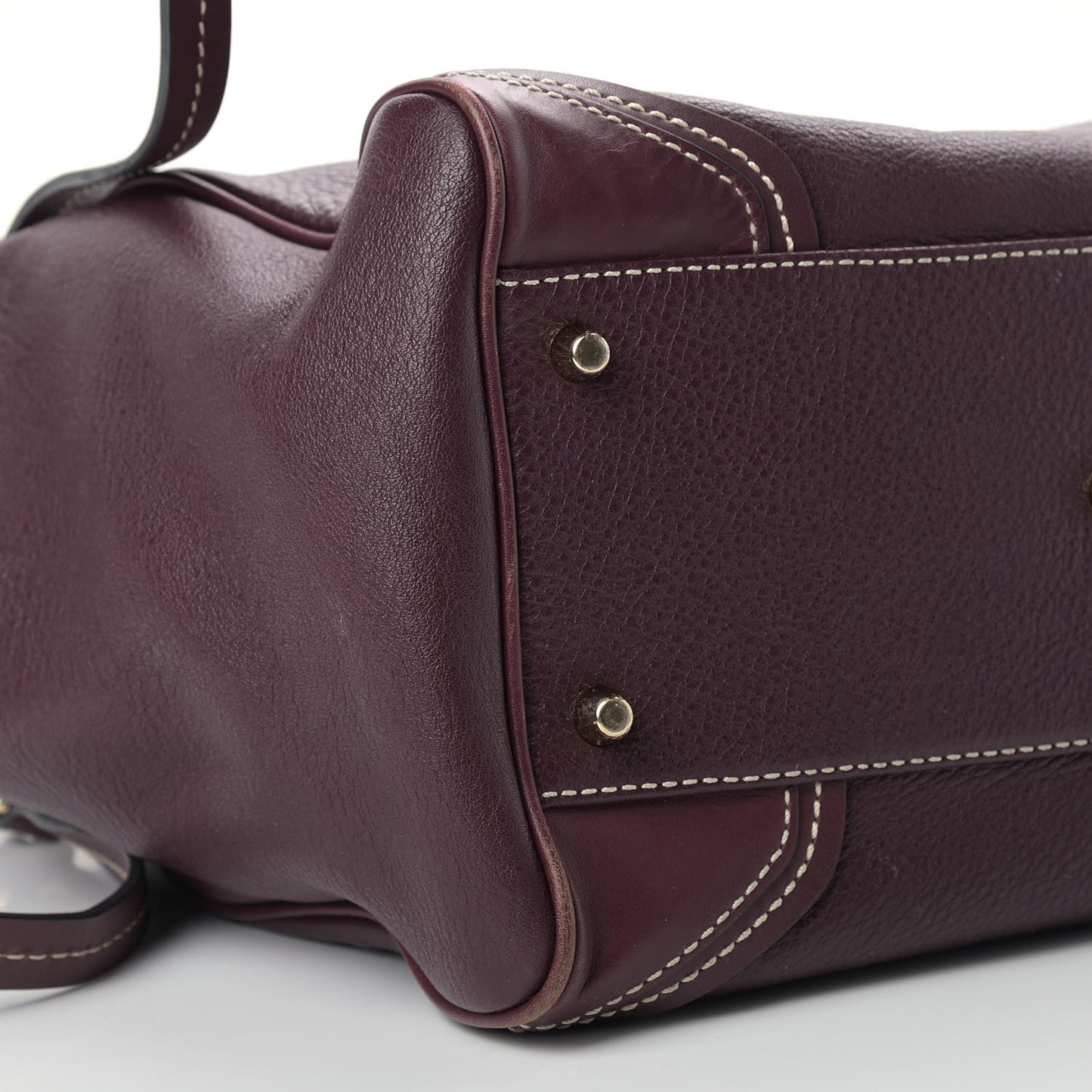 Calfskin Saddle Stitch Small Canterbury Tote Burgundy