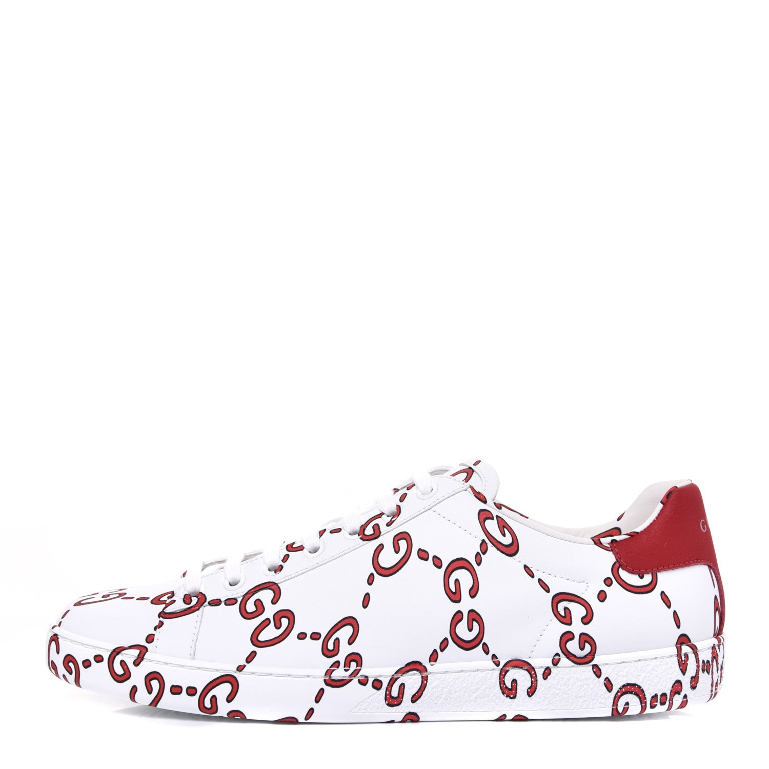 Gucci Calfskin GucciGhost Print Womens Ace Sneakers 39.5 White Hibiscus Red 1 of 9
