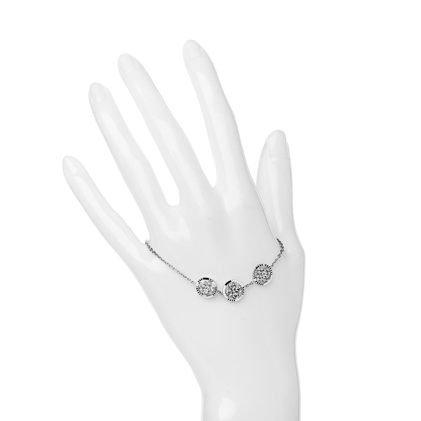 18K White Gold Diamond Three Blossom BB Bracelet