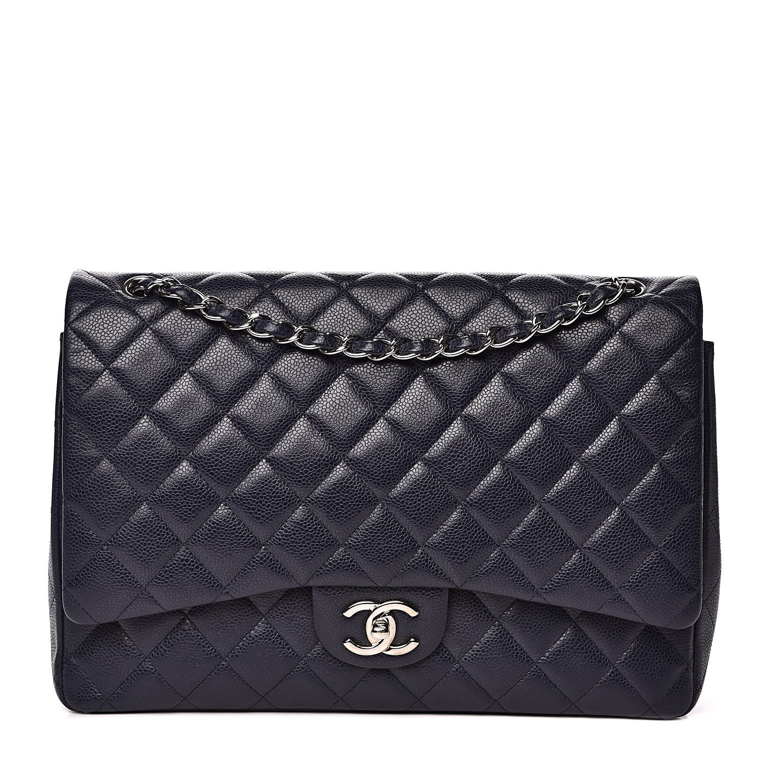 Chanel Caviar Quilted Maxi Double Flap Navy Blue 1 of 19