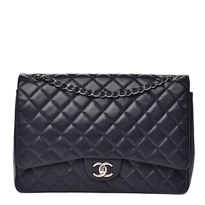 Chanel Caviar Quilted Maxi Double Flap Navy Blue 1 of 19