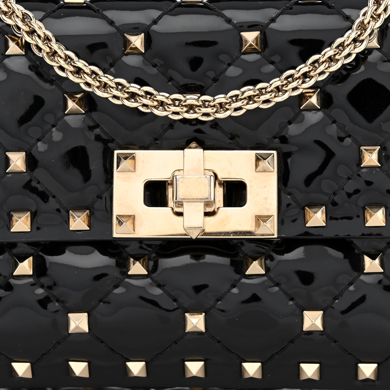 Valentino Garavani Patent Small Rockstud Spike Shoulder Bag Black 7 of 11
