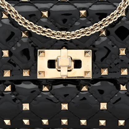 Valentino Garavani Patent Small Rockstud Spike Shoulder Bag Black 7 of 11