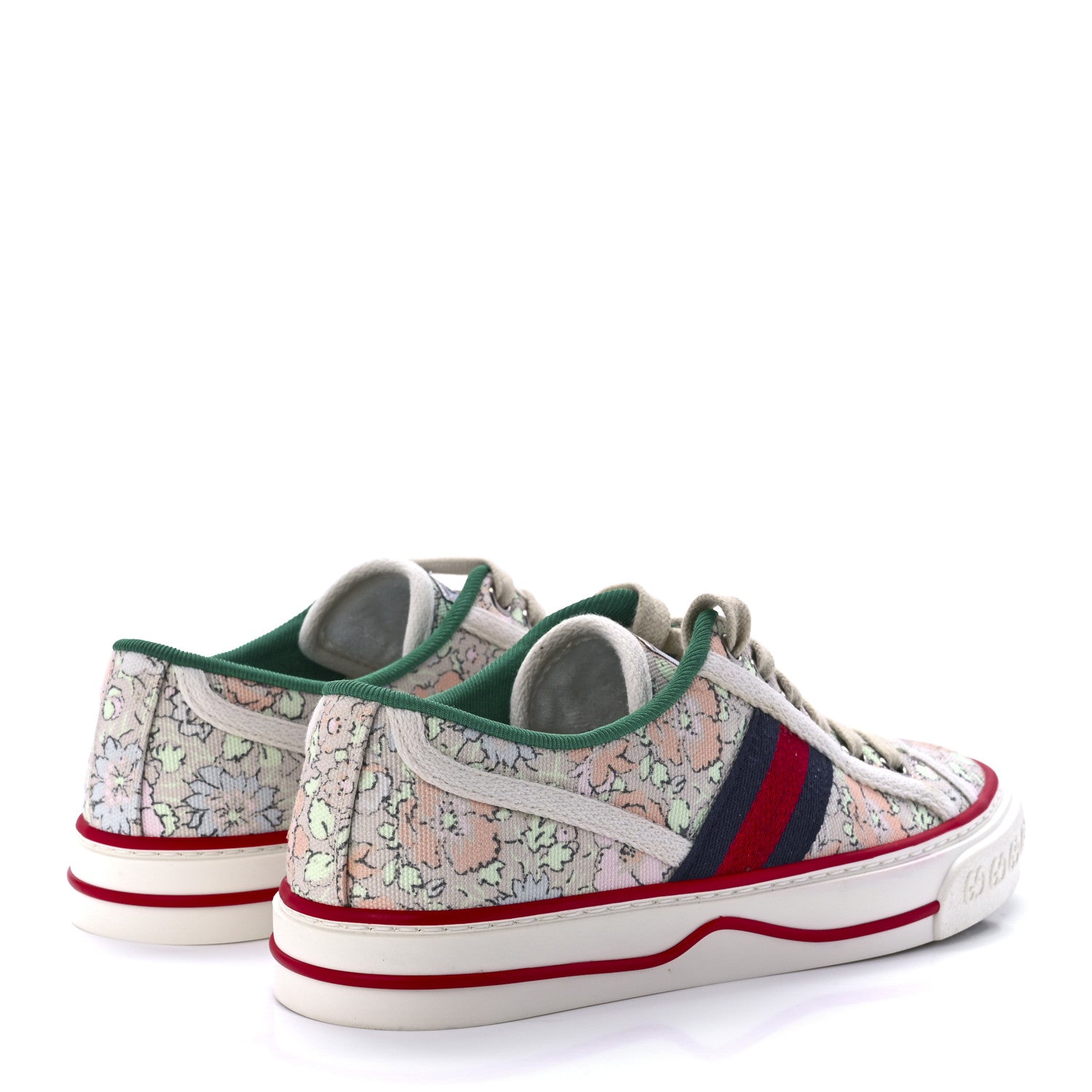 Gucci X LIBERTY OF LONDON Canvas Web Tracy Print Womens 1977 Tennis Sneakers 35 Mint Peach Mystic White 4 of 8