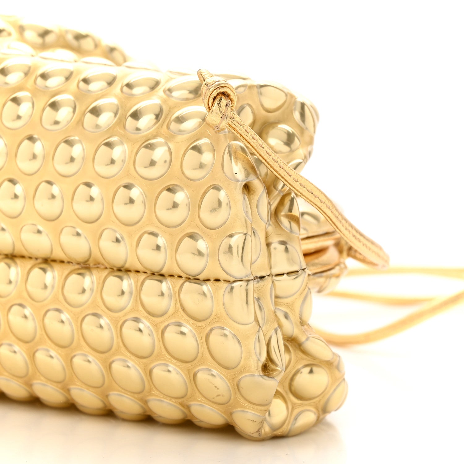 Bottega Veneta Metallic Fabric Bubble Wrap The Mini Pouch Gold 9 of 11