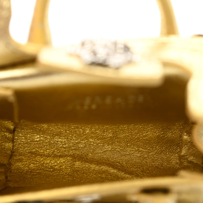 Versace Metallic Grained Calfskin Nano La Medusa Bag Key Ring Pouch Gold 5 of 8