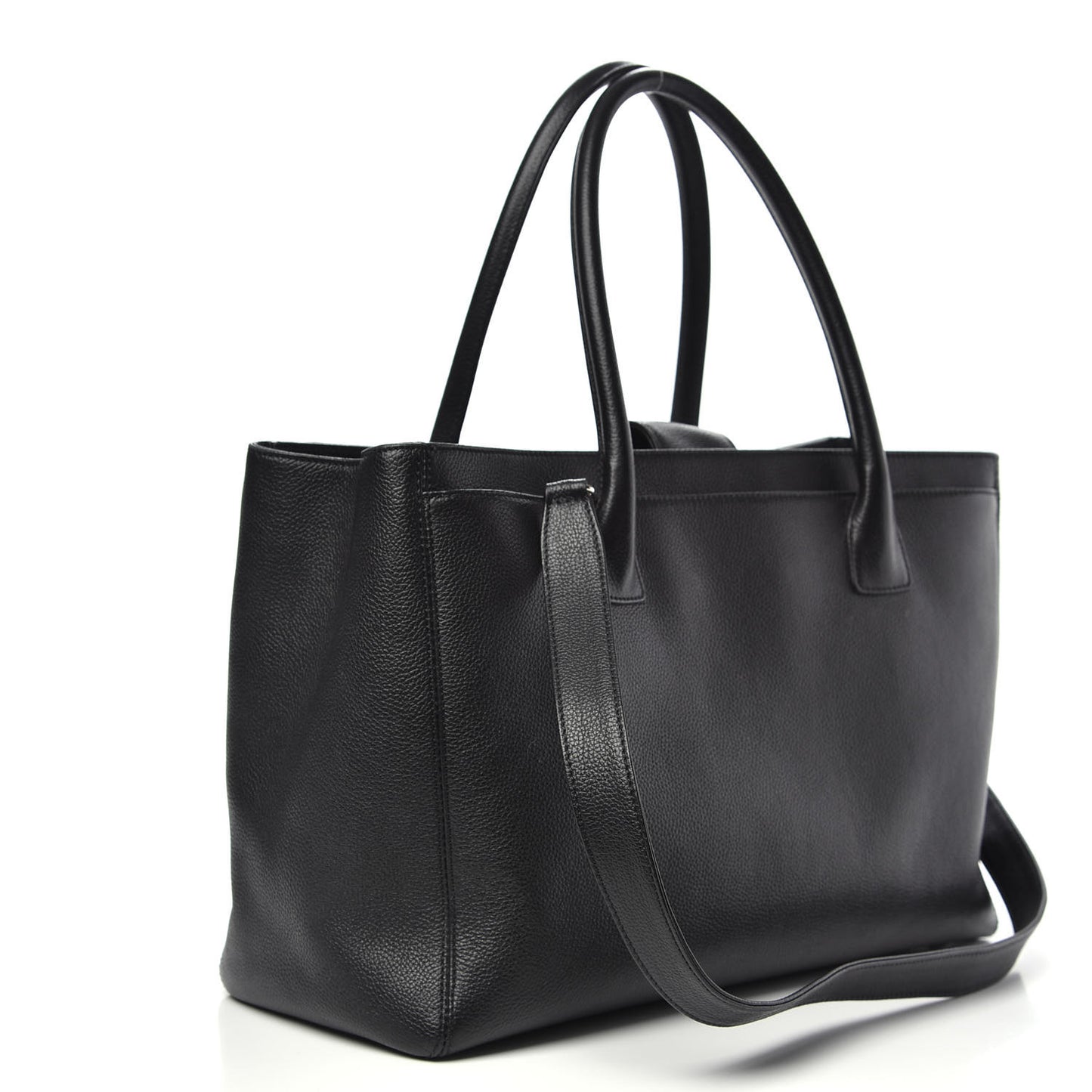 Calfskin Cerf Executive Shopper Tote Black