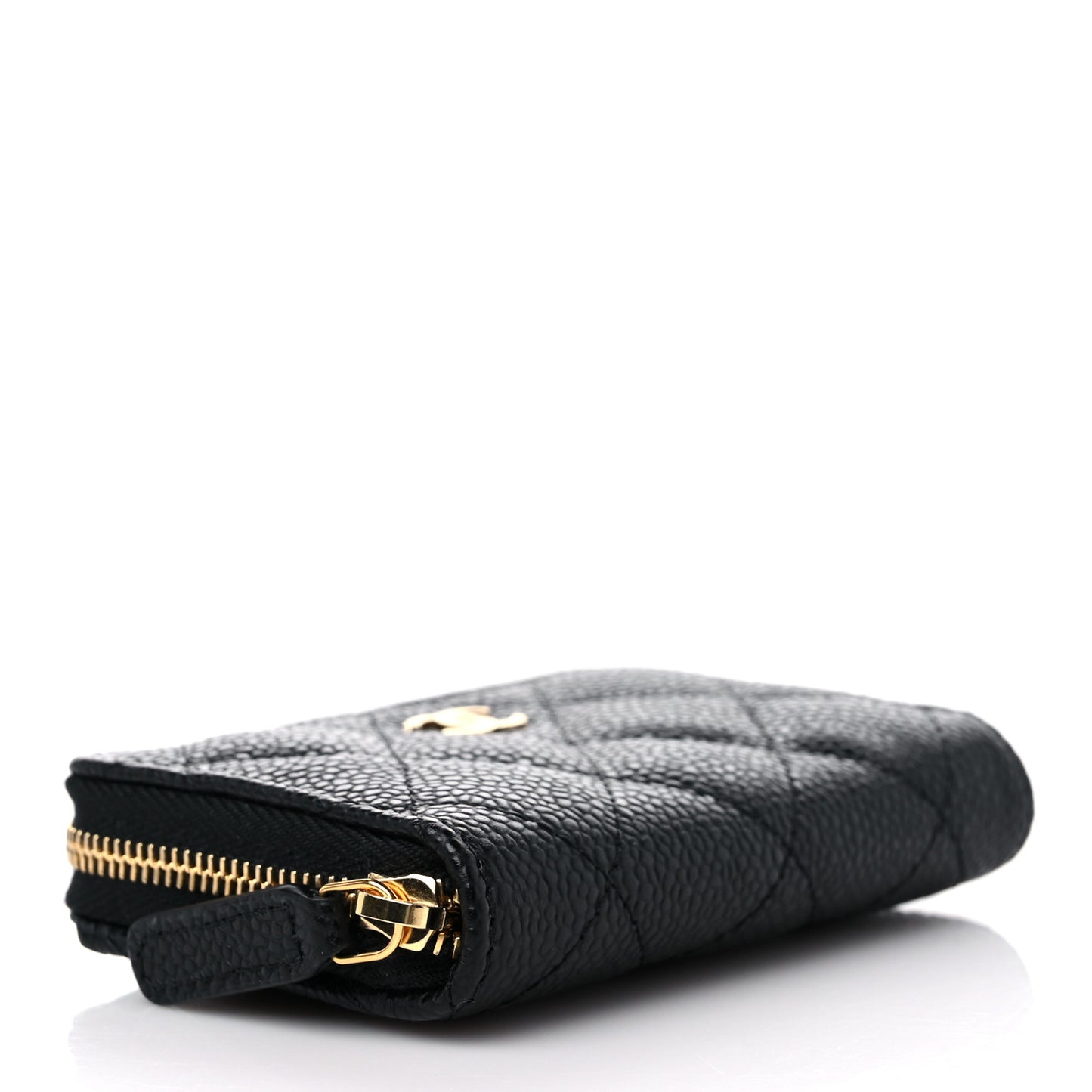 Caviar Quilted Zip Coin Purse Black