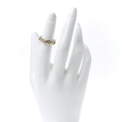 Tiffany 18K Yellow Gold Platinum Diamond Schlumberger Rope 3 Row X Ring 48 4.5 2 of 7