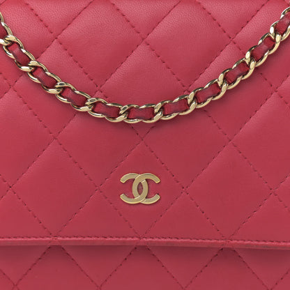 Chanel Lambskin Quilted Wallet On Chain WOC Dark Pink 8 of 15