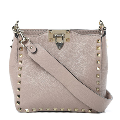 Valentino Garavani Pebbled Calfskin Mini Rockstud Flip-Lock Messenger Bag Poudre 1 of 9