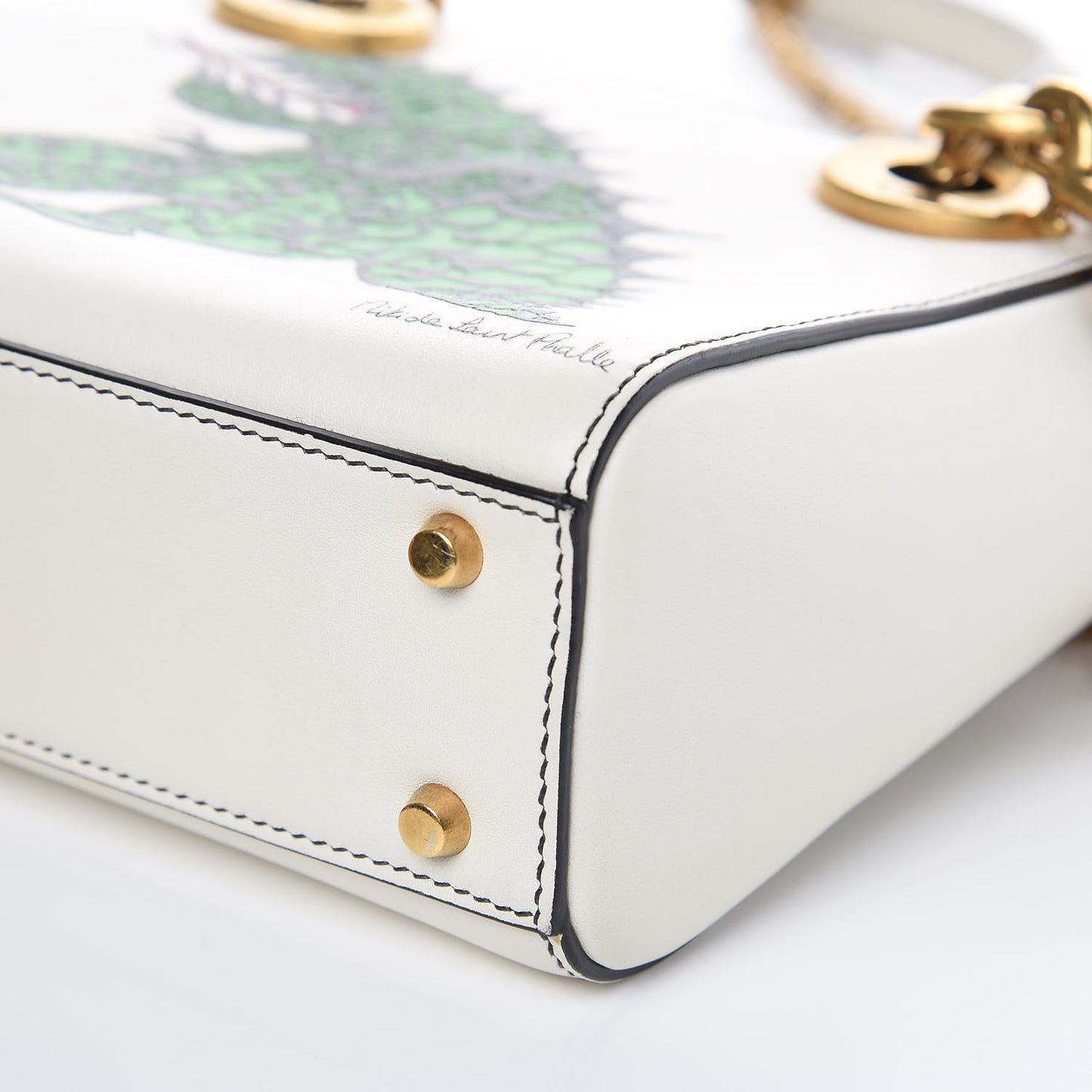 Calfskin Painted Niki de Saint Phalle Dragon Lady Dior Bag White