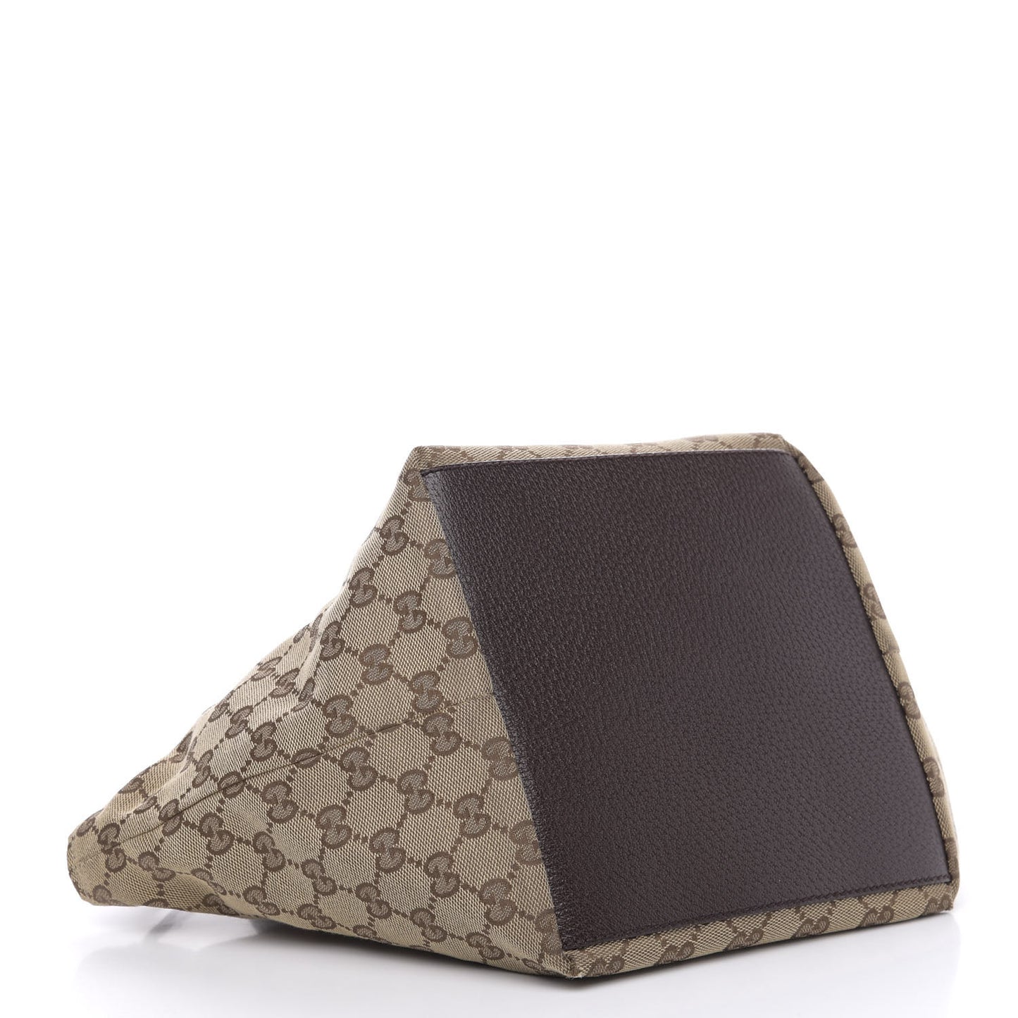 GG Monogram Medium Web Handle Bucket Tote Dark Brown