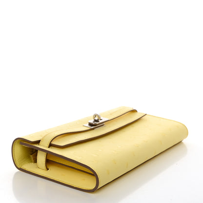 Hermes Ostrich Kelly Wallet To Go Limoncello 4 of 7