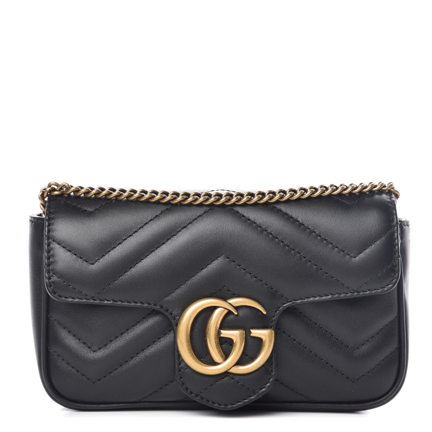 Gucci Calfskin Matelasse Super Mini GG Marmont Shoulder Bag Black 1 of 10