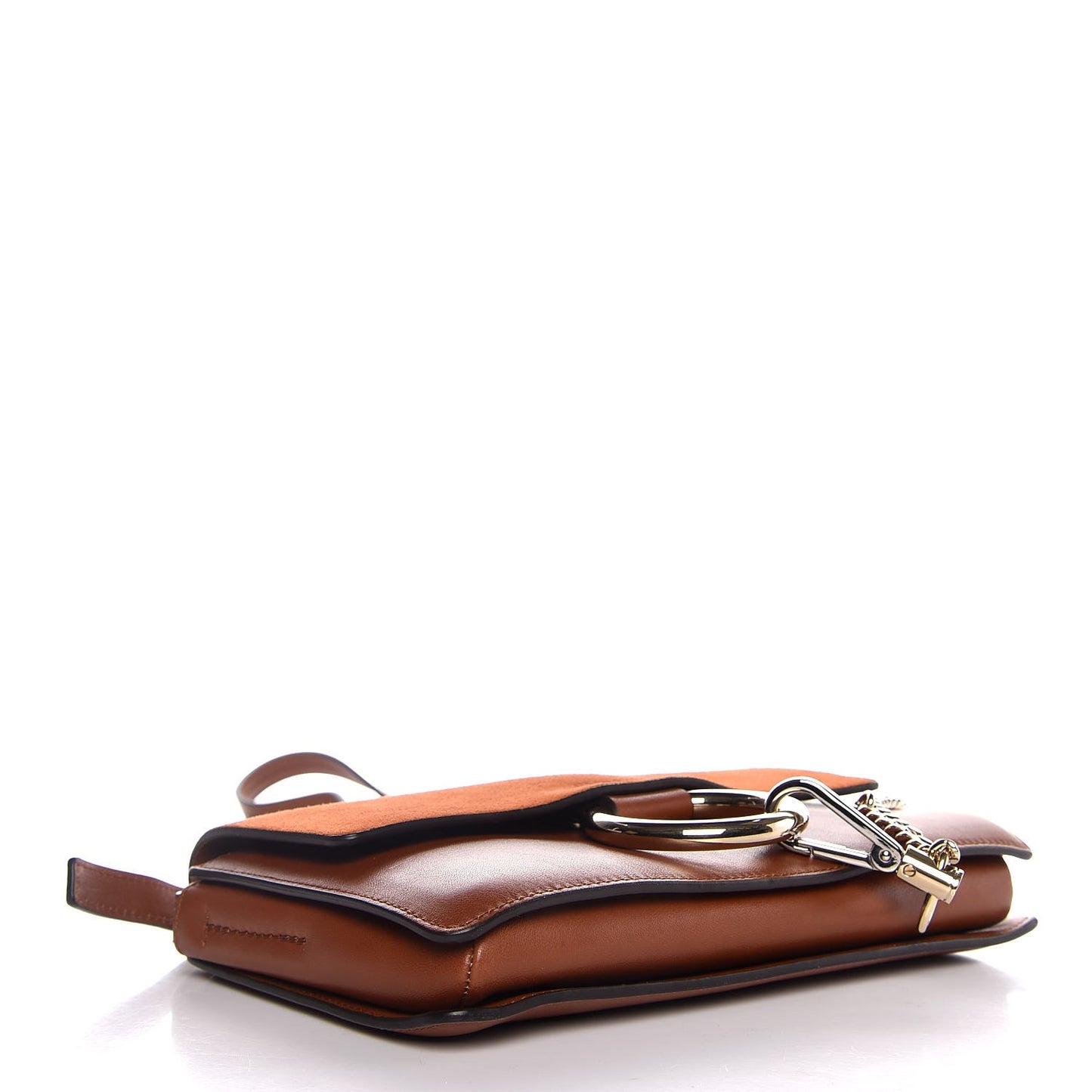 Suede Calfskin Small Faye Shoulder Bag Tobacco