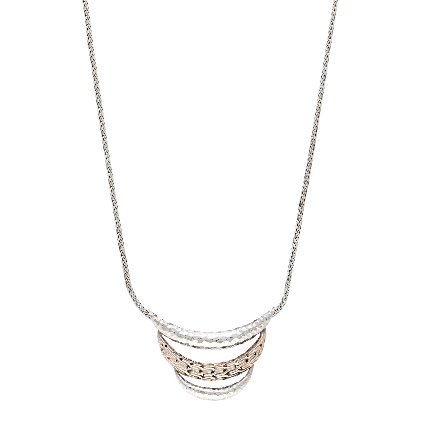 John Hardy Sterling Silver Classic Chain Hammered Bib Necklace 1 of 5